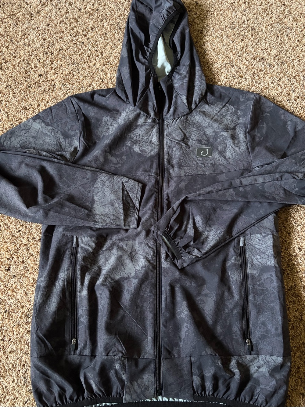 Men's Black Hooded Windbreaker Jacket - Unbranded